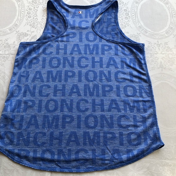 Champion Women’s Size M Monogrammed Logo Blue Tank-Top Athletic Race-Back Shirt - Picture 7 of 16